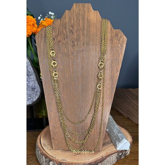 Vintage Monet Multi strand Necklace Link Chain With Wreaths - Picture 3 of 5